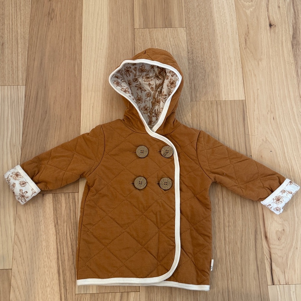 Quilted Brown Kids Jacket with Hood